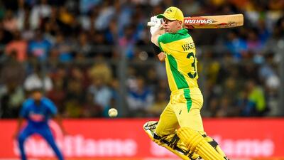 David Warner during the first ODI in Mumbai on Tuesday. AFP