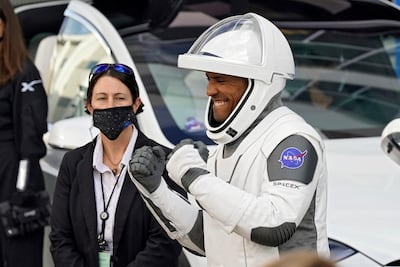 Nasa astronaut Victor Glover pictured in the SpaceX 'tux' on November 15. AP Photo / John Raoux