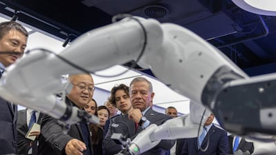 Jordan's King Abdullah tours robotics manufacturer AgiBot's headquarters in Shanghai. Photo: Royal Hashemite Court