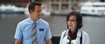 Jodie Comer, right, plays human-controlled Molotov Girl in 'Free Guy', who helps Guy become a more sentient character. AP