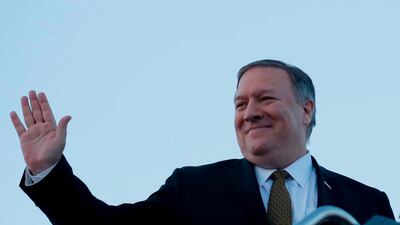 US Secretary of State Mike Pompeo boards a plane in Kansas City, Missouri, on March 18. AFP