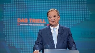 Armin Laschet, the leader of Germany's Christian Democrats (CDU), during a televised debate on Sunday. Reuters