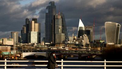 The view of the City of London financial district from Waterloo Bridge. Reuters
