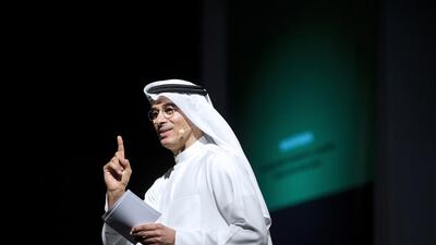 Mohamed Alabbar, the chairman of Emaar Properties, speaks on his path to success at the Salama Bint Hamdan Al Nahyan Forum in February at Manarat Al Saadiyat in Abu Dhabi. Christopher Pike / The National