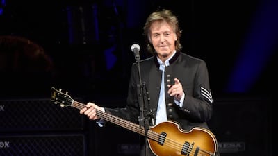 FILE - In this July 26, 2017 file photo, Paul McCartney performs on the One on One Tour at the Hollywood Casino Amphitheatre in Tinley Park, Ill. The former Beatle announced on social media on Wednesday, June 20, 2018, that “Egypt Station†will be released on Sept. 7. The title comes from the name of one of McCartney’s paintings and it will be McCartney’s first full album since “NEW†in 2013. (Photo by Rob Grabowski/Invision/AP, File)