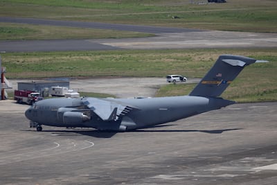 A US Air Force C-17 Globemaster III parked on the tarmac at the former Roosevelt Roads naval base in Ceiba, Puerto Rico. Reuters