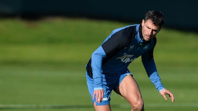 Fabian Schar in action at the Newcastle training session.