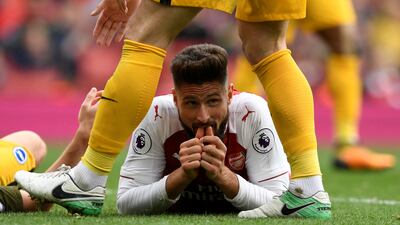 Olivier Giroud's scorpion kick goal against Crystal Palace on January 1, 2017 has been shortlisted for the Fifa Goal of the Year award. Tony O'Brien / Reuters