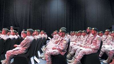 National service students attend at session in the assembly hall for the Mohammed Bin Zayed Council for Future Generations.