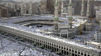 Pilgrims gather at the Grand Mosque in Makkah for Hajj in January 2004. Between 1988 and 2004, more minarets were built, along with a king's residence overlooking the mosque and areas for prayer were expanded. Heated floors, air conditioning, escalators and drainage system were also installed. AFP