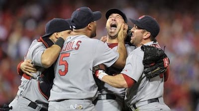 From left to right: Yadier Molina, Albert Pujols, Chris Carpenter and Nick Punto surprised all the baseball experts.