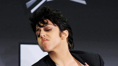 Lady Gaga holds her Best Female Video Award and Best Video With A Message Award in the press room at the 2011 MTV Video Music Awards (VMAs) on August 28, 2011 at the Noika Theatre in downtown Los Angeles, California. Frederic J. Brown / AFP photo