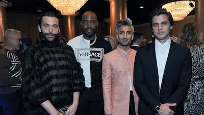 Jonathan Van Ness, from left, Karamo Brown,Tan France and Antoni Porowski attend the 35th annual TCA Awards at The Beverly Hilton Hotel on August 3, 2019 in Beverly Hills, California. AP