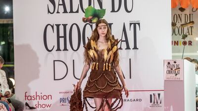 A chocolate dress inspired by Christina Aguilera, created by chef Bernard Charles and designed by Layan Douri