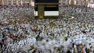 Pilgrims circumambulate around the Kaaba, the cubic building at the Grand Mosque, ahead of the Hajj pilgrimage in the Muslim holy city of Mecca, Saudi Arabia on August 7, 2019. AP Photo