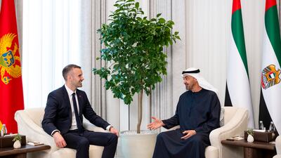 President Sheikh Mohamed and Milojko Spajic, Prime Minister of Montenegro. Wam