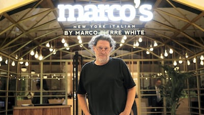 Chef Marco Pierre White at the new Marco’s New York Italian restaurant at the Fairmont hotel Bab Al Bahr in Abu Dhabi. The National