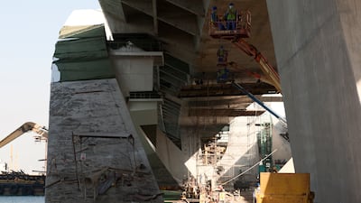 Sheikh Zayed Bridge in October 2010. The design, by Zaha Hadid, was a challenge to build. Lee Hoagland/The National
