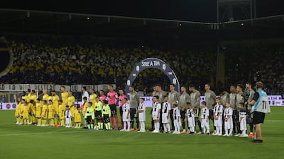 Frosinone and Juventus players line up at the start of their Serie A match. Getty Images
