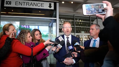 Editorial Director of the ABC Craig McMurtie speaks to members of the media outside the ABC building in Sydney. EPA