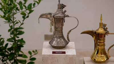 Arabic coffee pots are displayed at Mushrif Palace
