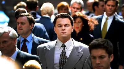 Leonardo DiCaprio filming on location for 'The Wolf Of Wall Street' in New York City. James Devaney/WireImage