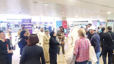 Passengers on the Syrian Air flight from Damascus are greeted on arrival at Dubai International Airport. Photo: Wam