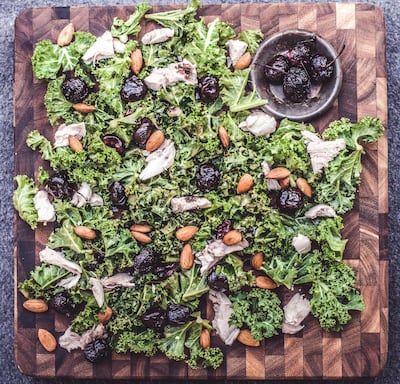 Poached turkey, kale and roasted cherry salad. Courtesy Scott Price