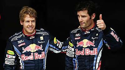 Sebastian Vettel, left, with Red Bull teammate Mark Webber is on pole for the fourth time in a row.