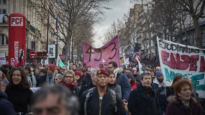Protesters were angry at French Prime Minister Edouard Philippe, who enacted article 49.3 of the constitution to force through the pension reform bill in the National Assembly on Tuesday. Getty Images