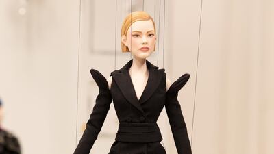 A look from Moschino’s spring / summer 2021 womenswear collection, which was presented as a short film, with marionettes by Jim Henson’s Creature Shop modelling scaled down versions of the clothes. Courtesy Moschino