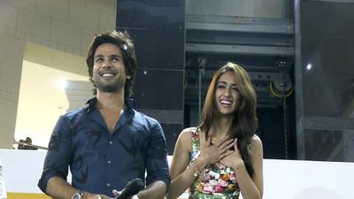 The Bollywood start Shahid Kapoor and Ileana D'Cruz at the Arabian Centre in Dubai. Lee Hoagland / The National