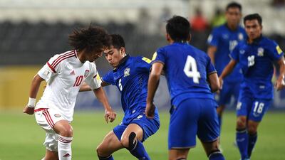 Omar Abdulrahman of the UAE, left, is going to be a key figure for his team against Iraq this week. Tom Dulat / Getty Images