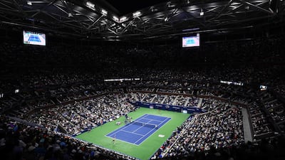 A packed Billie Jean King National Tennis Center watches on as Maria Sharapova defeates Simona Halep. Jewel Samad / AFP