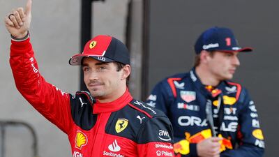 Ferrari driver Charles Leclerc celebrates claiming pole position for the Formula One Mexico Grand Prix. AFP