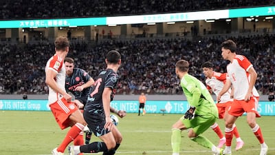 Manchester City's Aymeric Laporte scores. Getty
