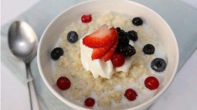 Above, quinoa porridge with berries.