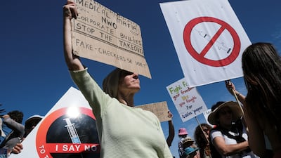 Anti-vaccine protestors in Cape Town, South Africa. Social media has been accused of allowing conspiracy theories to take hold. Photo: Reuters