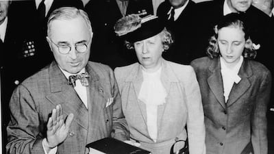 35. Elizabeth Virginia Wallace Truman, centre, known as Bess, was the wife of Harry S Truman. She was First Lady from 1945 to 1953. Getty Images