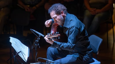 Iraqi oud artist Naseer Shamma at Arabic Music Days in Berlin, Germany. Photo: Peter Adamik