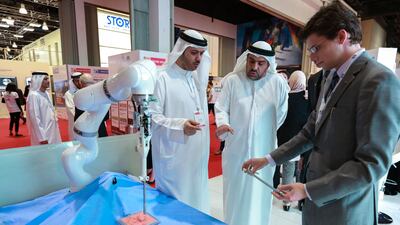 A smart tissue anastomosis robot used to stitch up patients after surgery was on show in Dubai last year. Victor Besa for The National