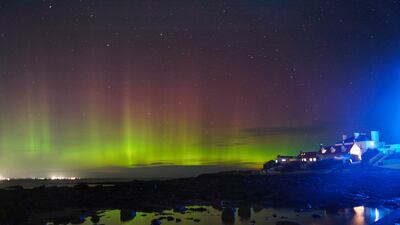 Early on Monday morning the aurora borealis, better known as the northern lights, appeared over St Mary's Island in Whitley Bay, North Tyneside. PA