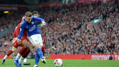 James Maddison scores the equaliser. EPA