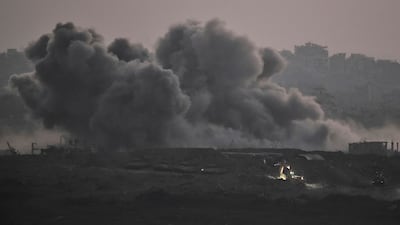 Smoke rises from the site of an Israeli strike on Gaza. More than 57,000 Palestinians have been killed since the war began. AP