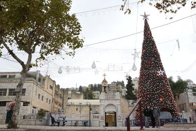 Christmas decorations in central Nazareth. Rosie Scammell / The National