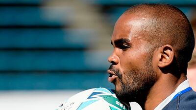 Italy's Maxime Mbanda attends a training session in Sakai ahead of the Japan 2019 Rugby World Cup. AFP