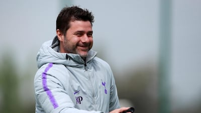 Tottenham manager Mauricio Pochettino was in a good mood in training. Action Images via Reuters