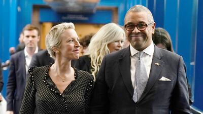 Foreign Secretary James Cleverly with his wife Susie at the Tory party conference. PA