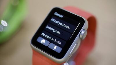 Pre-orders for the Apple Watch start April 10. Apple demonstrated using the watch to listen to music, with lyrics displayed on the watch face. The company also demonstrated an app to open a garage door from afar to let in a family member who is locked out. Eric Risberg / AP Photo