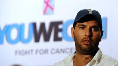 Yuvraj Singh, who was player of the World Cup last year, had to undergo chemotherapy thereafter for a rare germ cell cancer. Raveendran / AFP